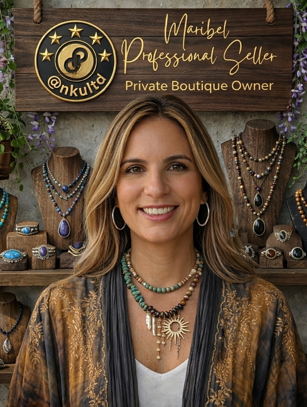 Aqua Beaded Statement Hoop Earrings Handmade Artisan Boho Ethnic Gold Drop - Picture 15 of 16